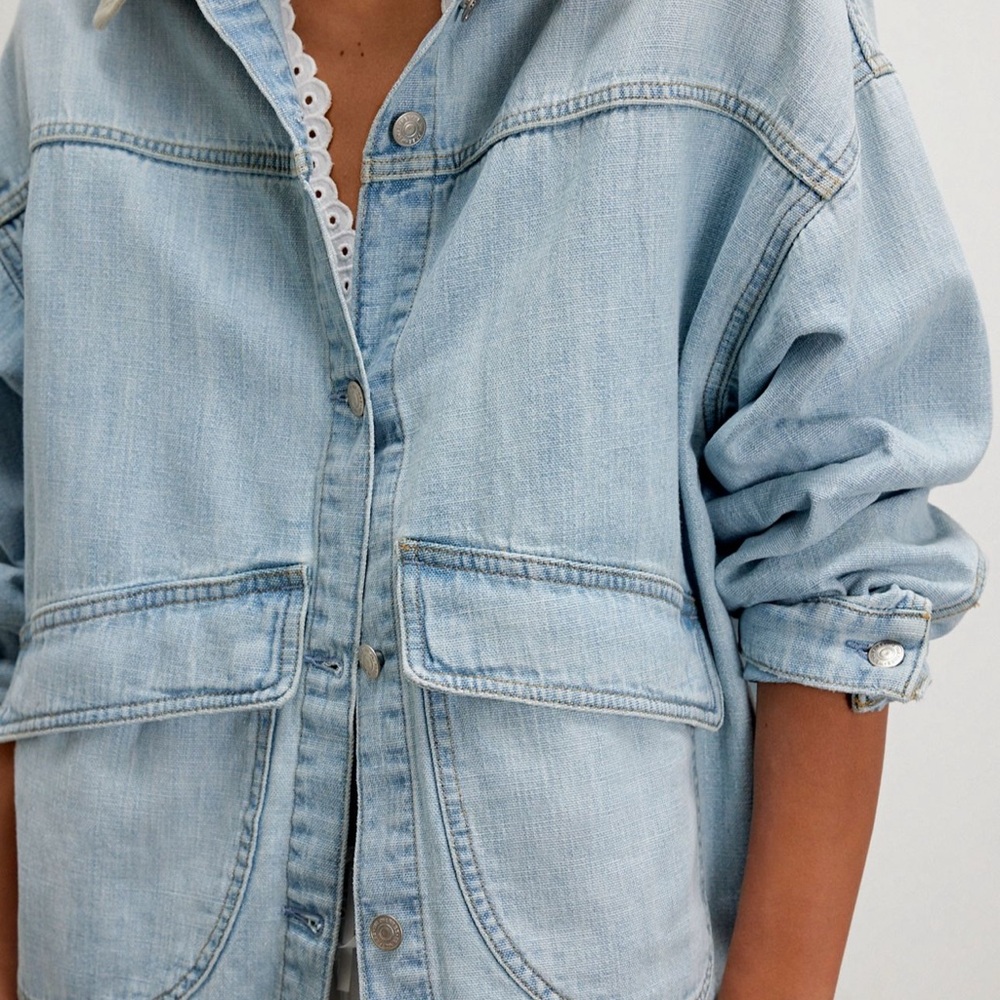 We The Free Denim Jacket with Cream Collar | Lemon 🍋 Denim Jacket - Picture 3 of 4